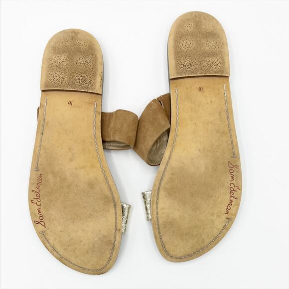 Sam Edelman Gala Two Strap Slide Sandals Gold Nude 10M - Picture 6 of 8